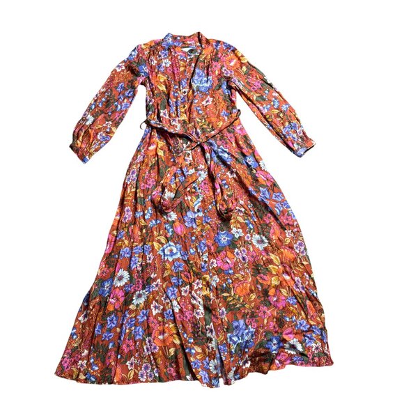 Anthropologie Vale Maxi Dress size XS petite XSP shirtdress retro floral - Picture 7 of 11